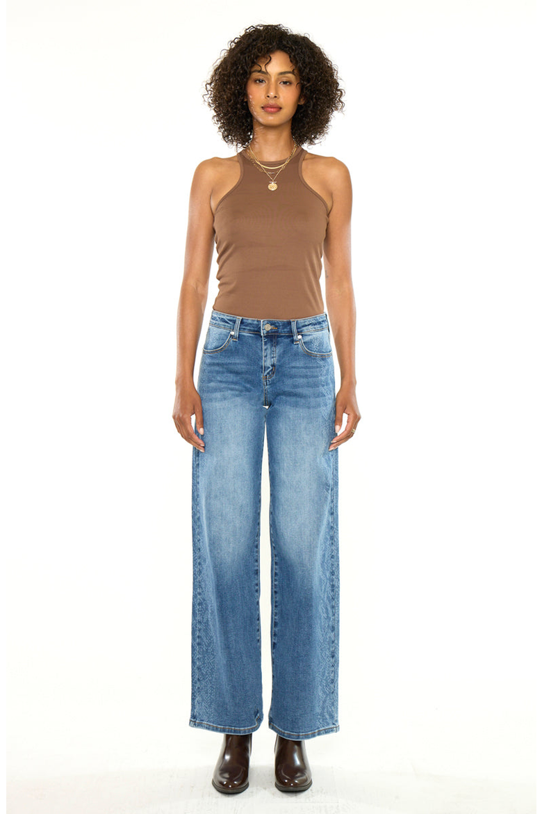 Angelique Mid Rise Wide Flare Jeans, Alternate, color, Medium Wash