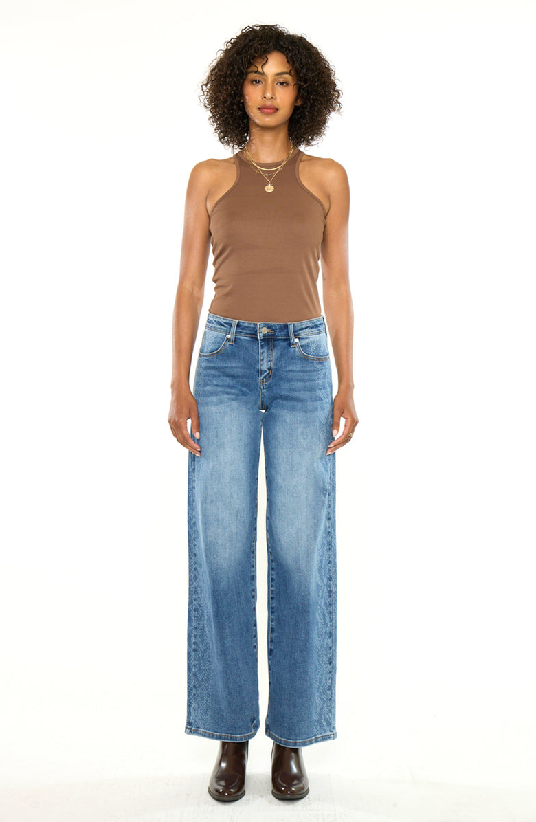 KanCan Angelique Mid Rise Wide Flare Jeans, Alternate, color, Medium Wash