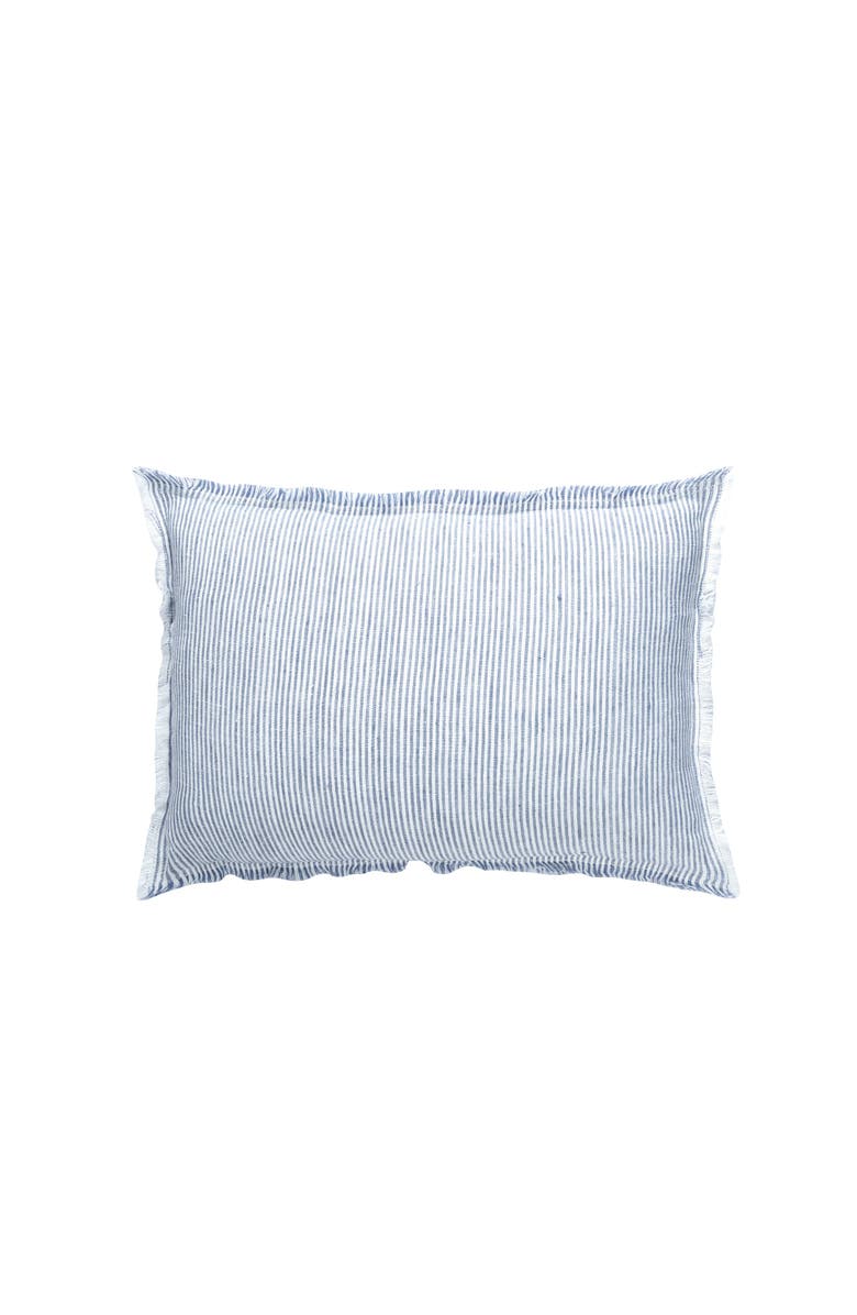 Anaya Soft Fringe Linen Pillow with Down Alternative Insert, Alternate, color, Blue