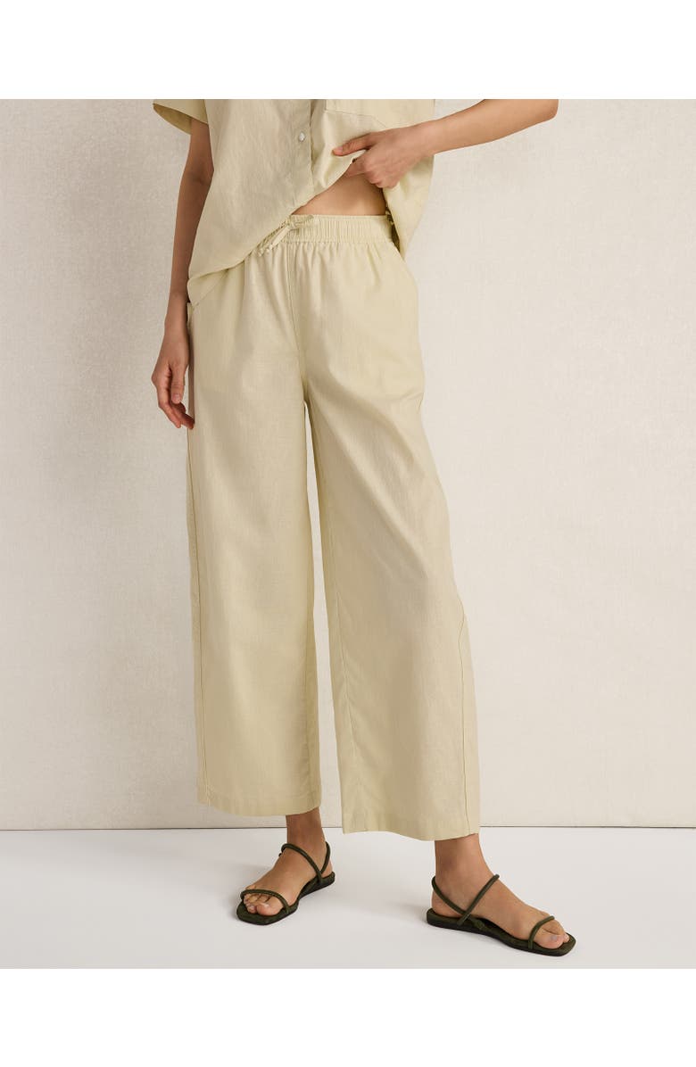Haven Well Within Organic Cotton Linen Barrel Leg Pants, Main, color, Celery Leaf