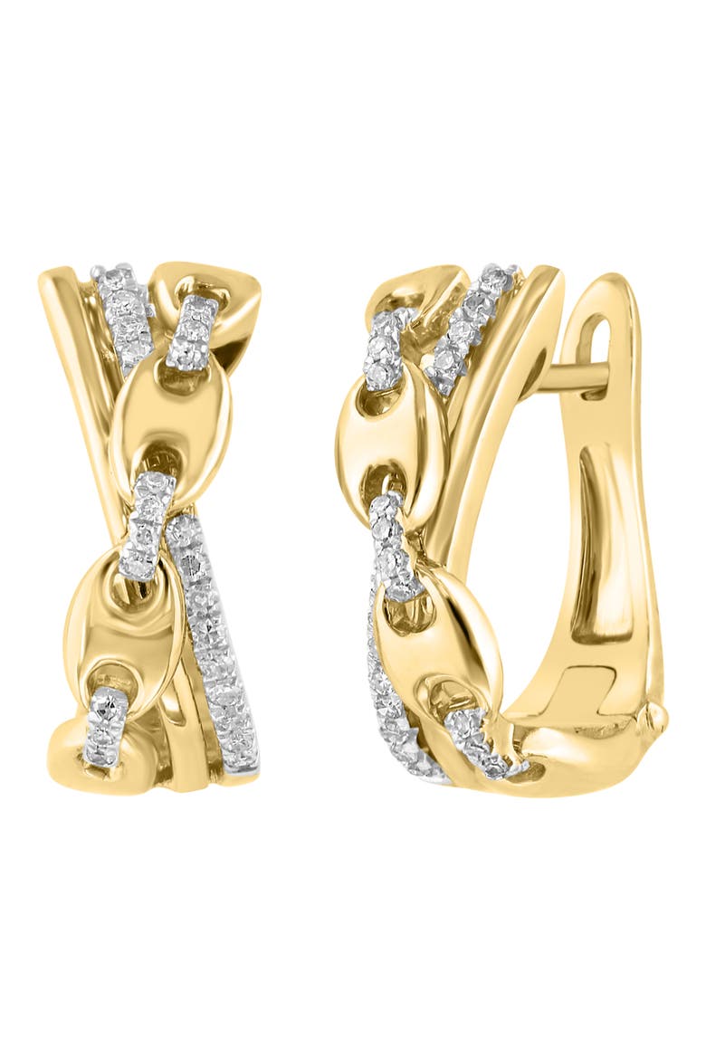 14k Gold Plated Diamond Link Hoop Earrings, Main, color, GOLD