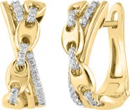 EFFY 14k Gold Plated Diamond Link Hoop Earrings