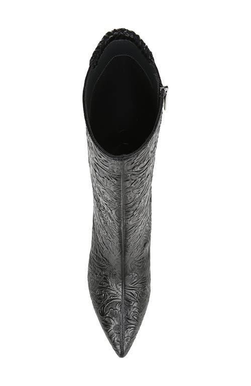 Sarto By Franco Sarto Amari Floral Embossed Pointed Toe Boot In Black