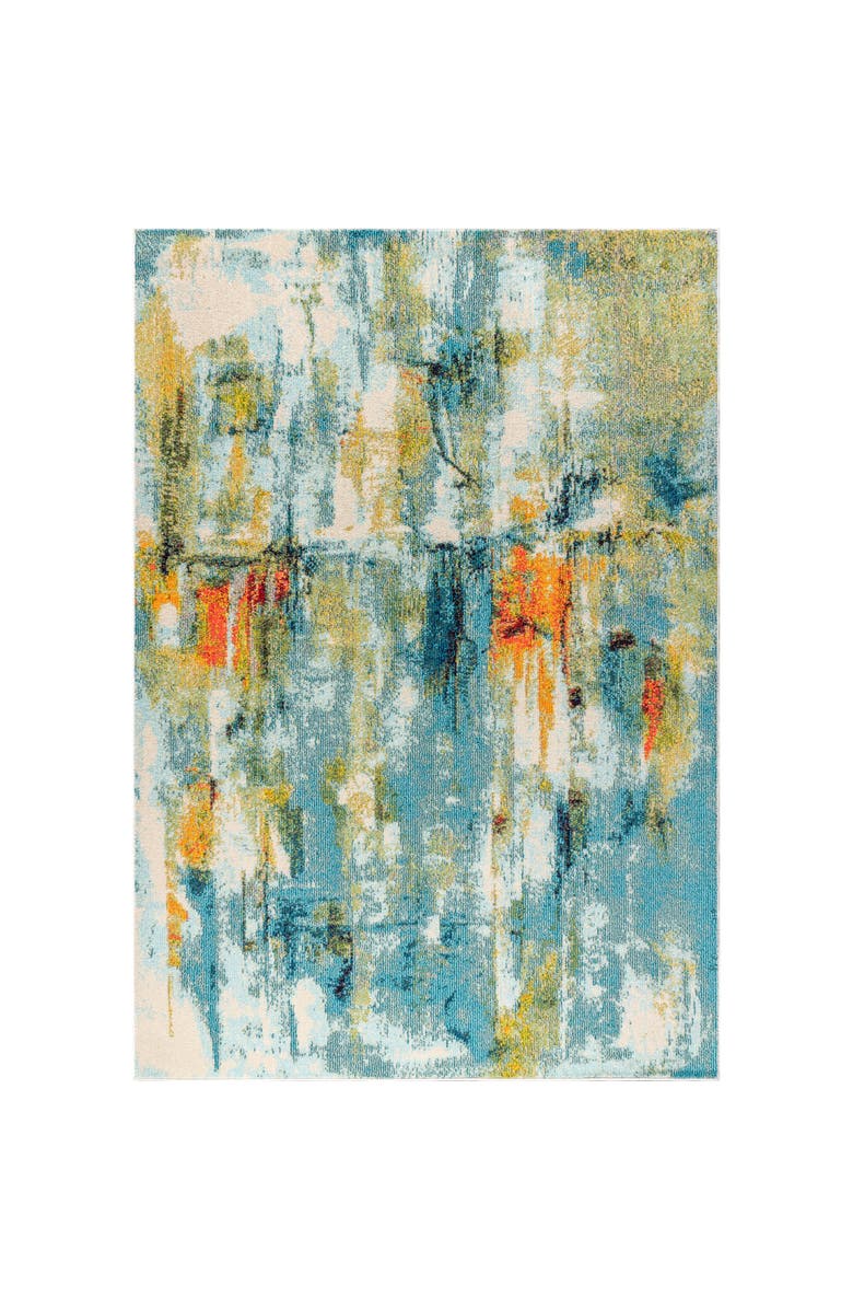 JONATHAN Y Groovy Solid Shag Area Rug, Alternate, color, Blue/Cream