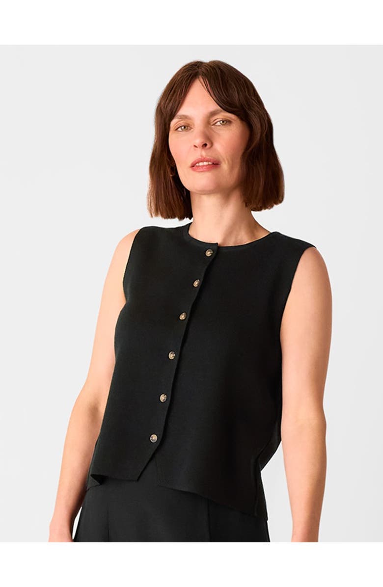 Whistles Lucy Button Front Knit Tank, Main, color, Black