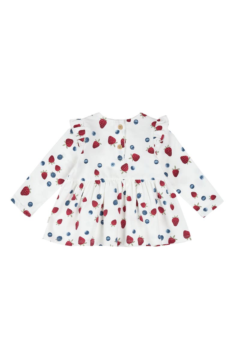 FIRSTS by Petit Lem Berry Print Ruffle Trim Peplum Top & Leggings Set, Alternate, color, Off White/ Red