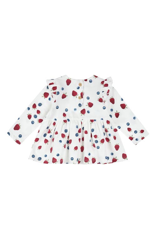 Firsts By Petit Lem Berry Print Ruffle Trim Peplum Top & Leggings Set In Red