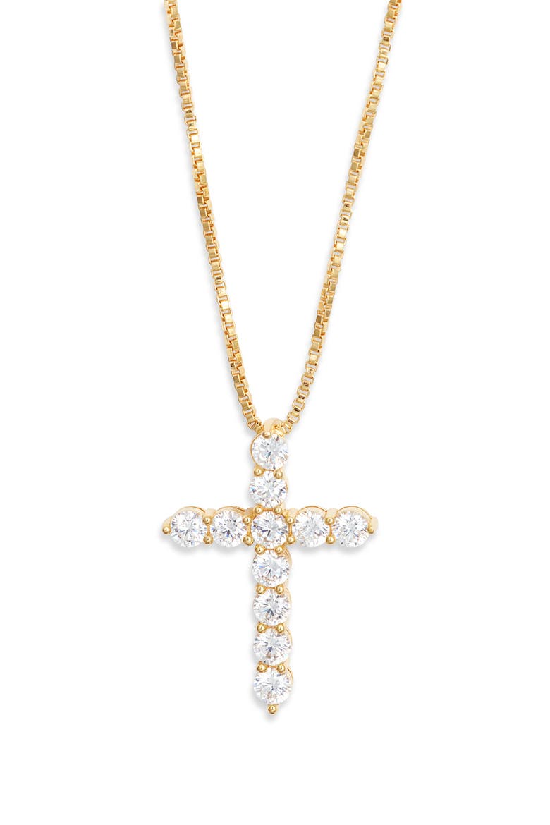 The Bella Pavé Cross Pendant, Main, color, GOLD