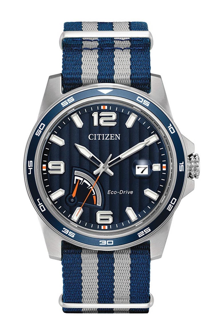 Men's PRT Blue Dial Striped Nylon Watch, 42mm, Main, color, MULTI