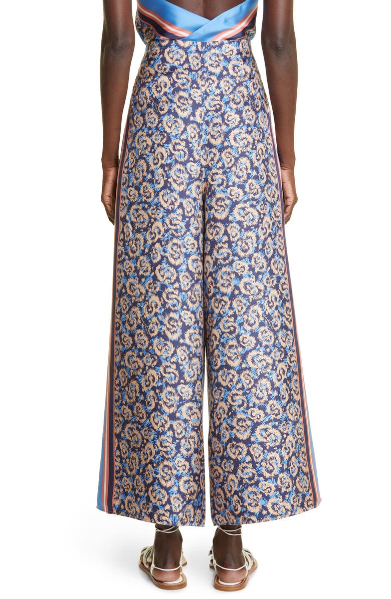 FERRAGAMO Leopard Print Tie Waist Silk Pants, Alternate, color, 