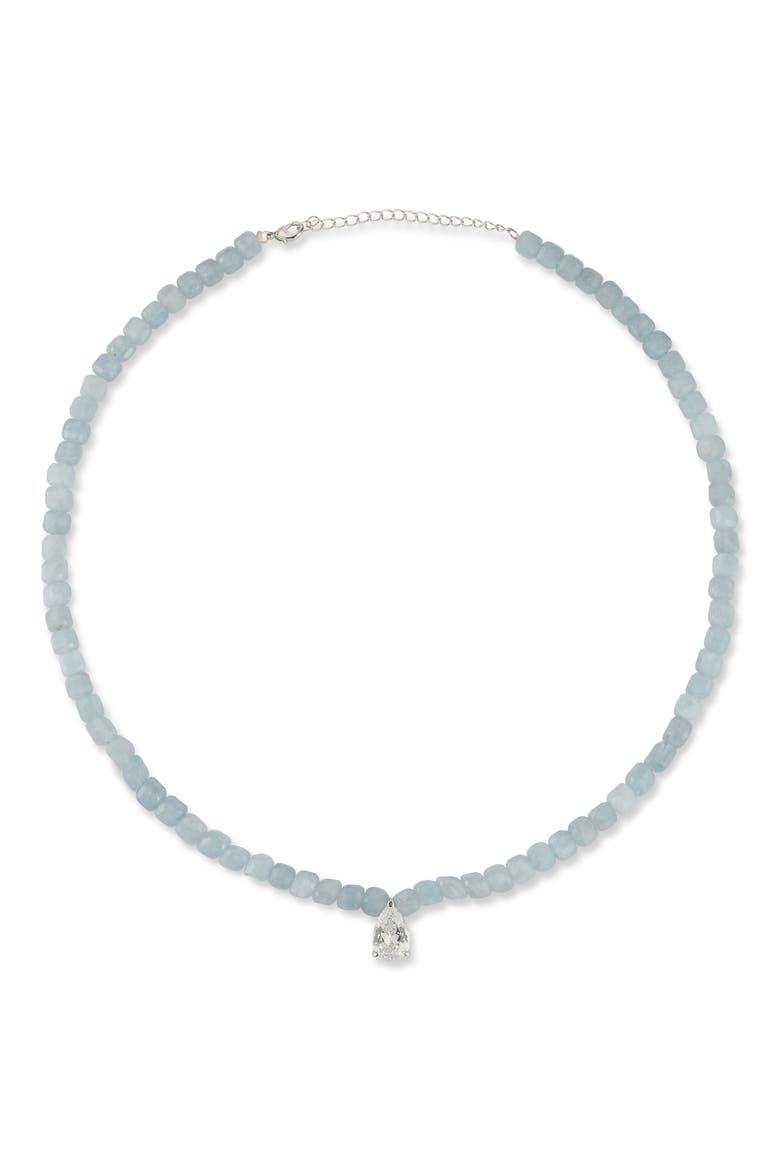 Beaded Pear Pendant Necklace, Alternate, color, SILVER