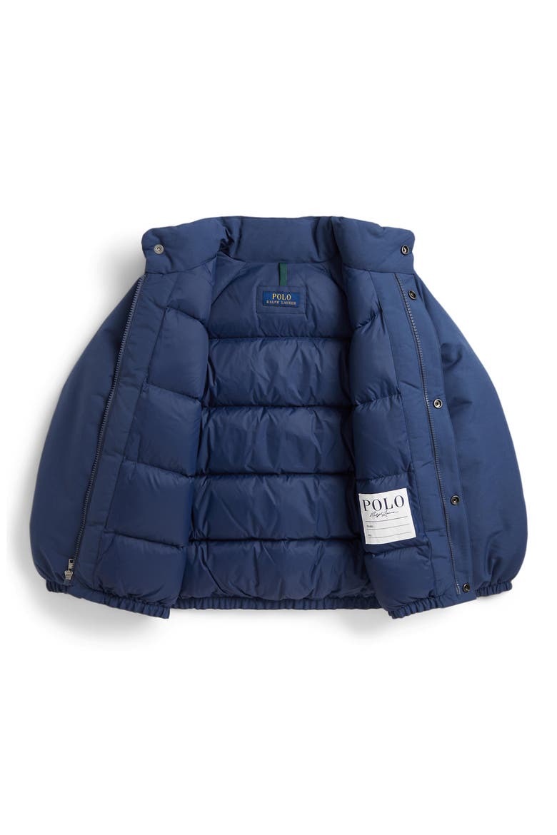 Kids' Recycled Polyester Down & Feather Fill Bomber Jacket, Alternate, color, RUSTIC NAVY