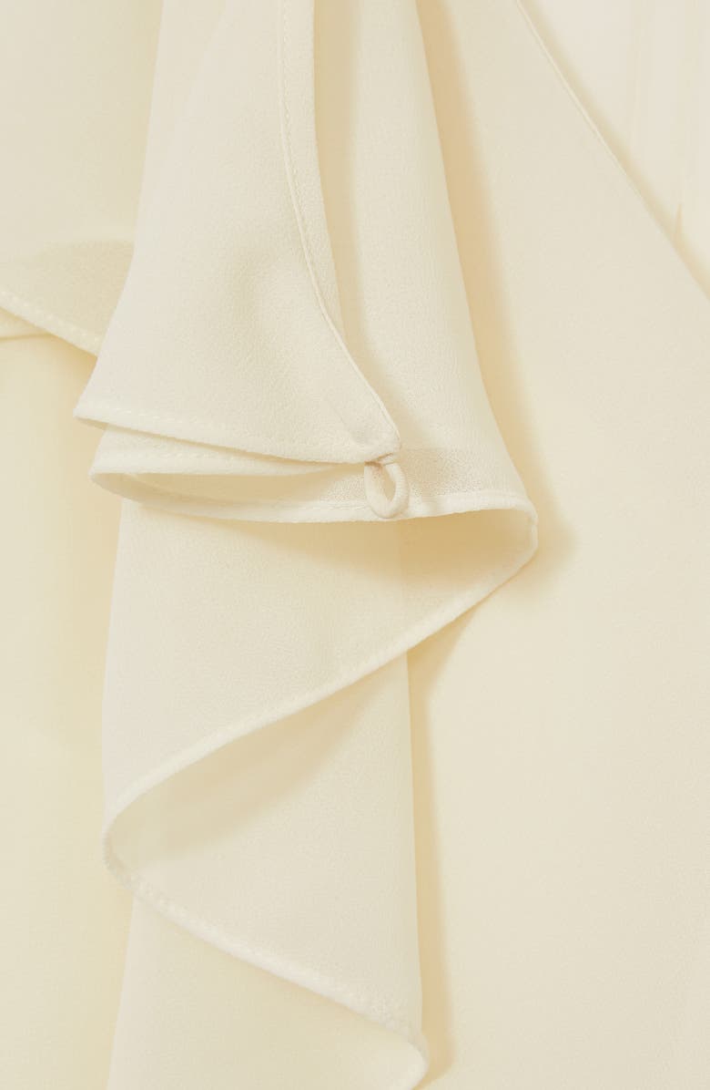 Reiss Milo Semisheer Ruffle Fluted Sleeve High-Low Top, Alternate, color, Cream