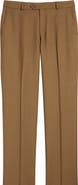 Berle Flat Front Brown Super 120s Wool Dress Pants