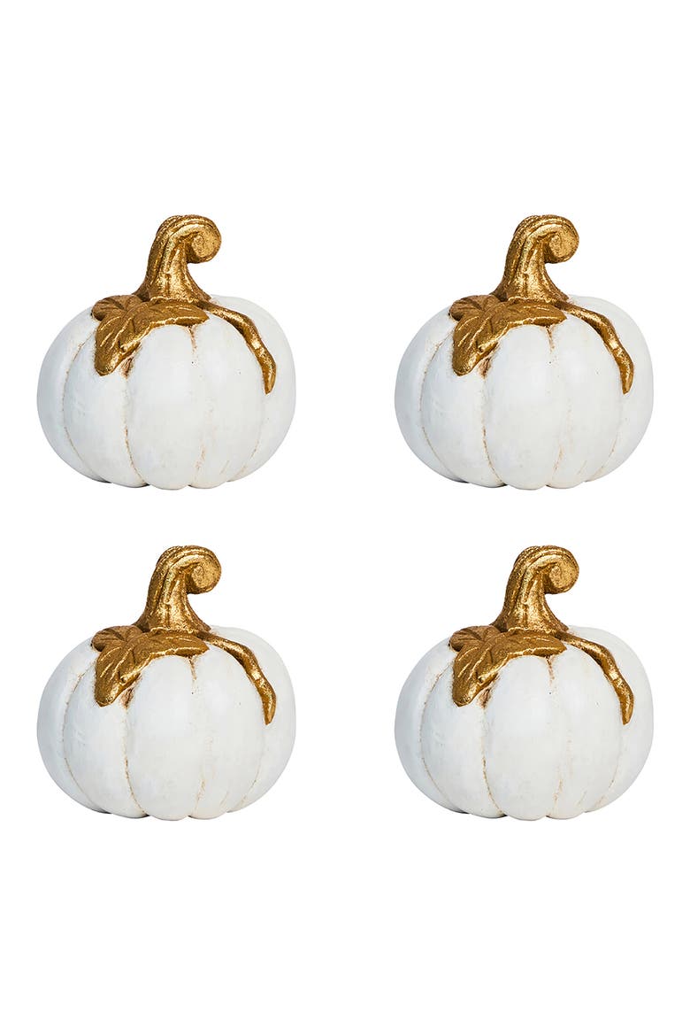 Forest Walk Pumpkin Set of 4 Place Card Holders, Main, color, GOLD