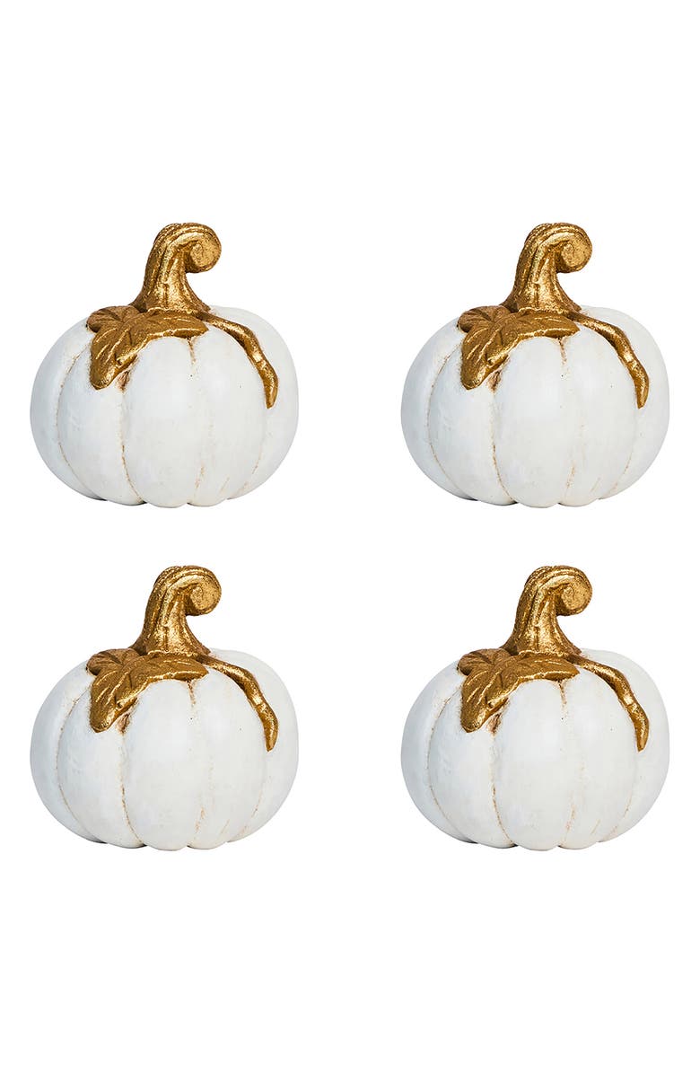 Juliska Forest Walk Pumpkin Set of 4 Place Card Holders, Main, color, Gold
