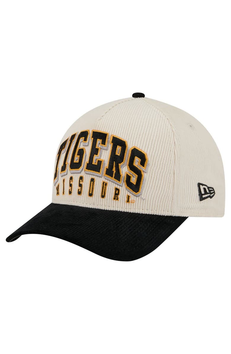 New Era Men's New Era Black/Cream Missouri Tigers Arch Two-Tone Corduroy 9FORTY A-Frame Adjustable Hat, Main, color, Black