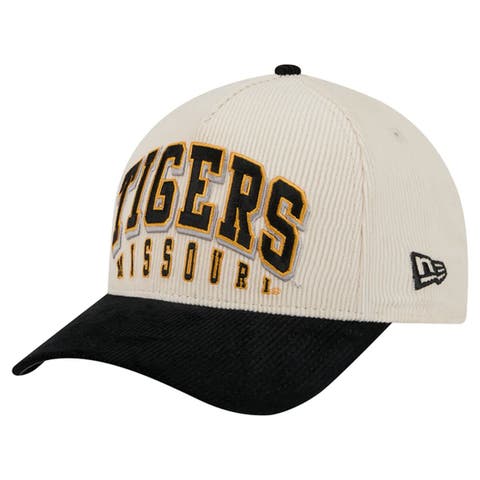 Men's New Era Black/Cream Missouri Tigers Arch Two-Tone Corduroy 9FORTY A-Frame Adjustable Hat