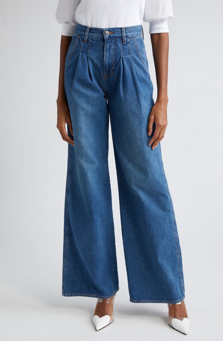 Veronica Beard Mia High Waist Double Pleat Wide Leg Jeans, Main, color, 