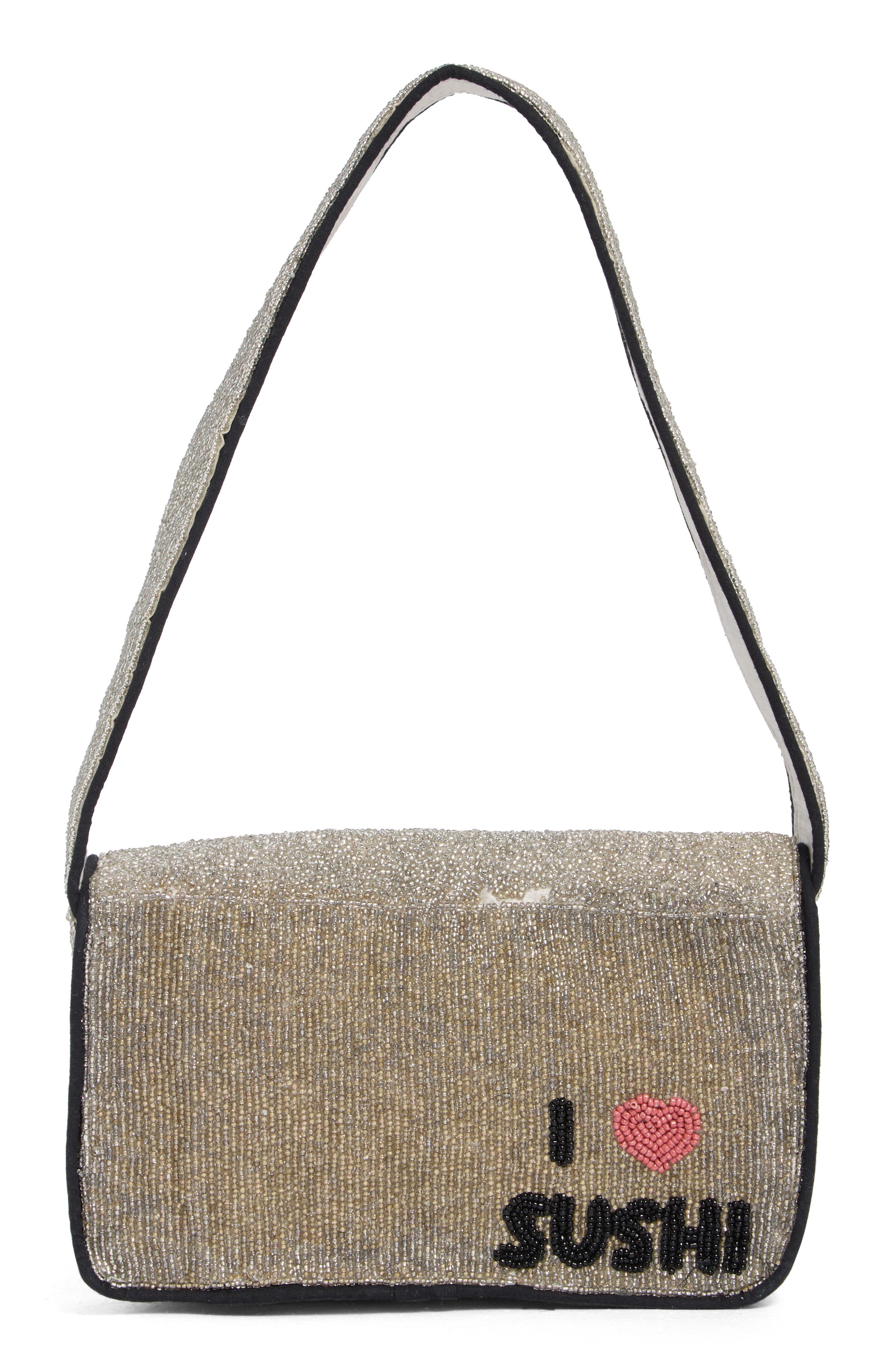 Collection XIIX Beaded Sushi Baguette Shoulder Bag, Alternate, color, Silver Multi