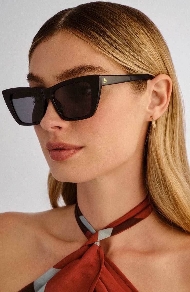 AIRE Solstice 53mm Cat Eye Sunglasses, Alternate, color, Black / Smoke Mono