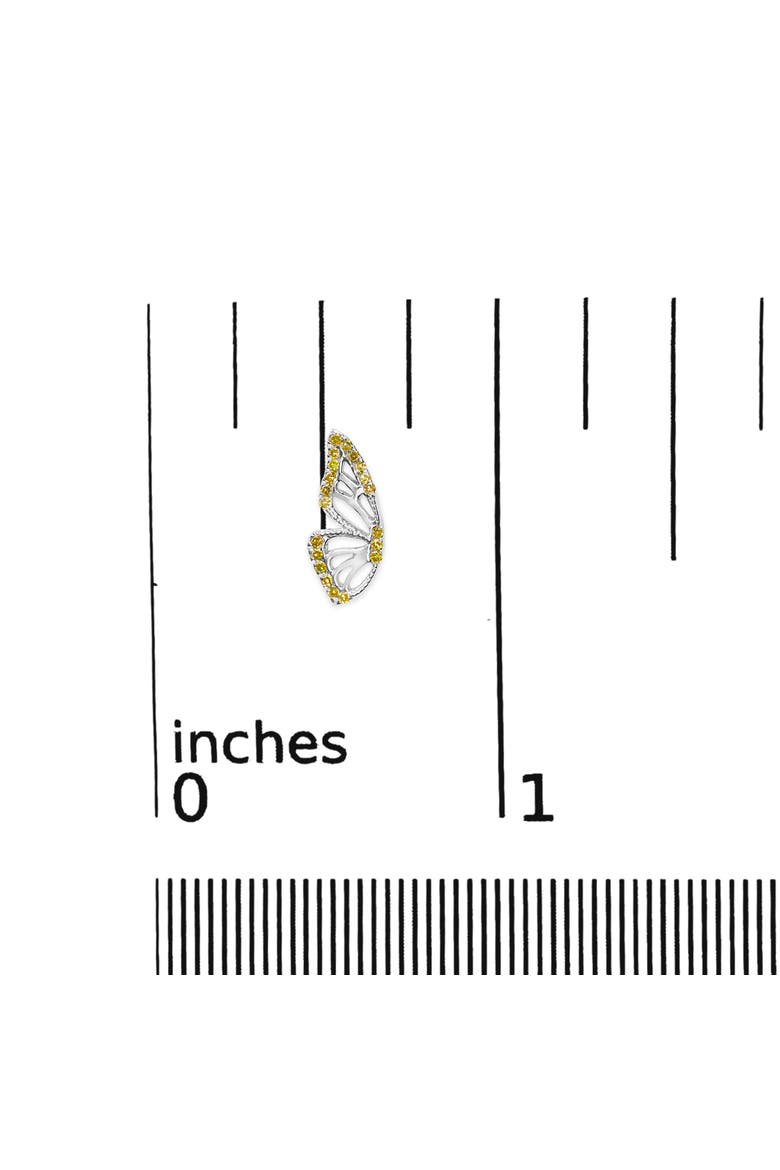 925 Sterling Silver 1/6ct TDW  Yellow Treated Diamond Butterfly Earrings, Alternate, color, Silver