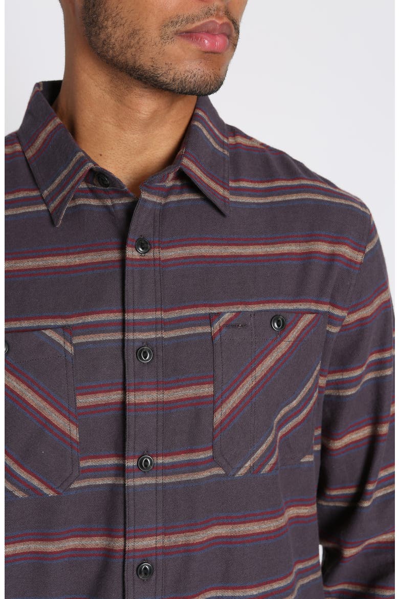 Stripe Flannel Button-Up Shirt, Alternate, color, BROWN STRETCH PLAID