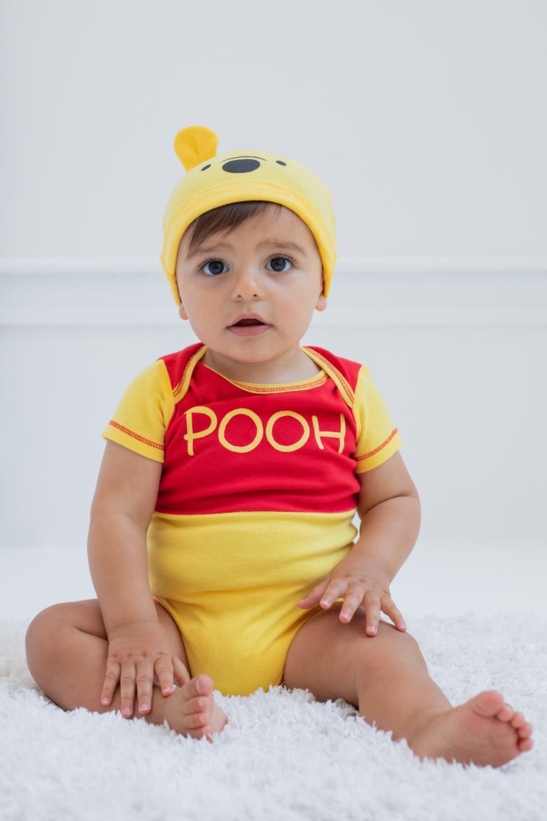 Pixar 2-Piece Bodysuit and Hat Set, Alternate, color, Yellow Red Pooh
