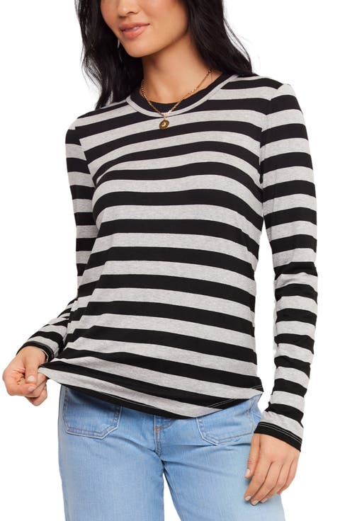 Stripe Crewneck Long Sleeve Top