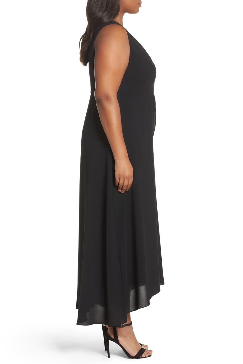 V-Neck Chiffon Overlay Jumpsuit, Alternate, color, BLACK