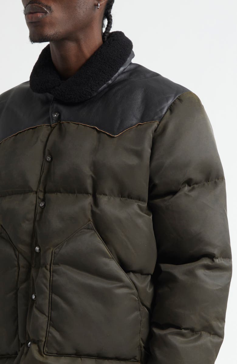Double RL Surrey Mixed Media Puffer Jacket with Genuine Shearling Collar, Alternate, color,