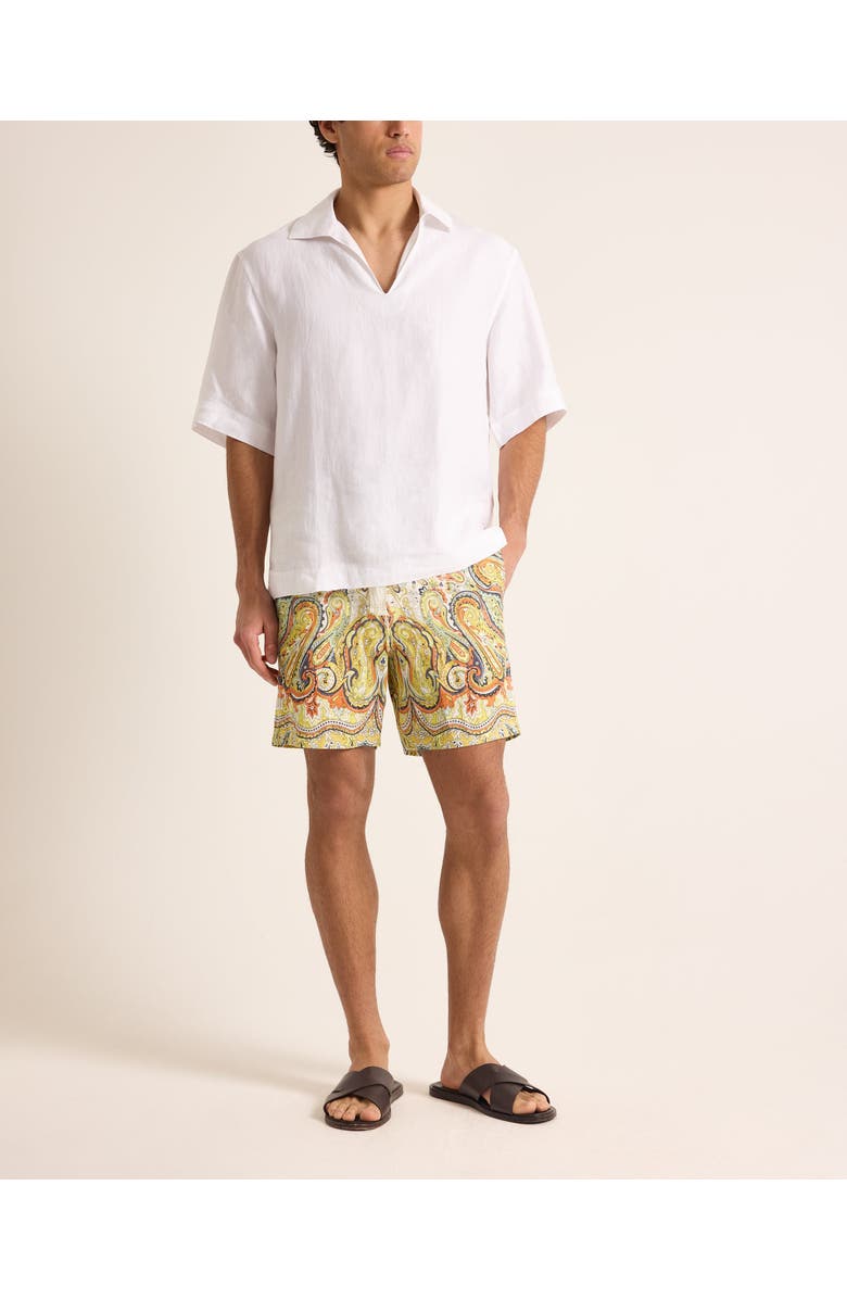 Orlebar Brown Alex Linen Relaxed Fit Linen Shorts with Fairground Print, Alternate, color, Multi/Vermillion