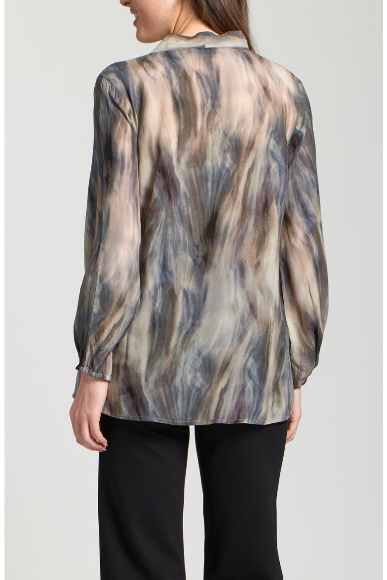 Print Tassel Tie Neck Top, Alternate, color, BROWN MULTI