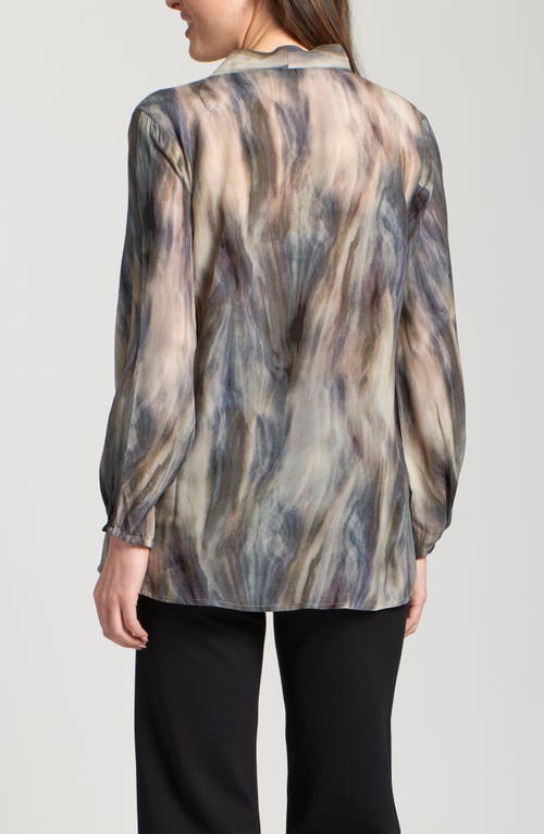 Apny Print Tassel Tie Neck Top In Multi