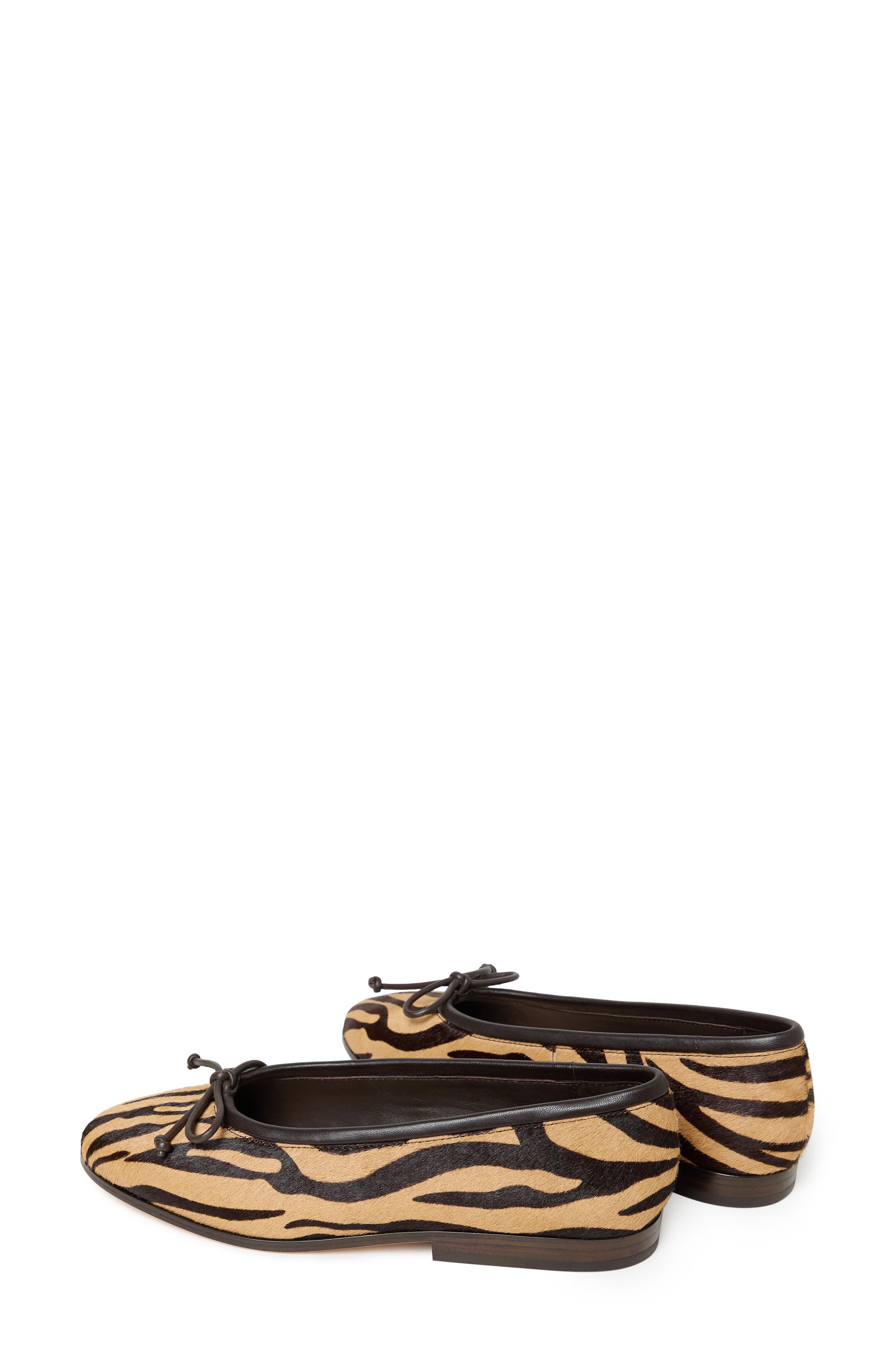 Loeffler Randall Noella Zebra Genuine Calf Hair Flat, Alternate, color, Zebra