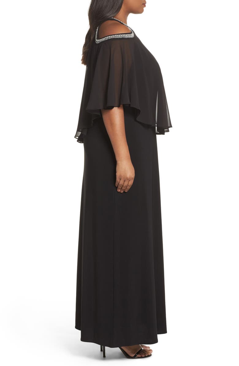 Alex Evenings Embellished Cold Shoulder Popover Gown, Alternate, color,