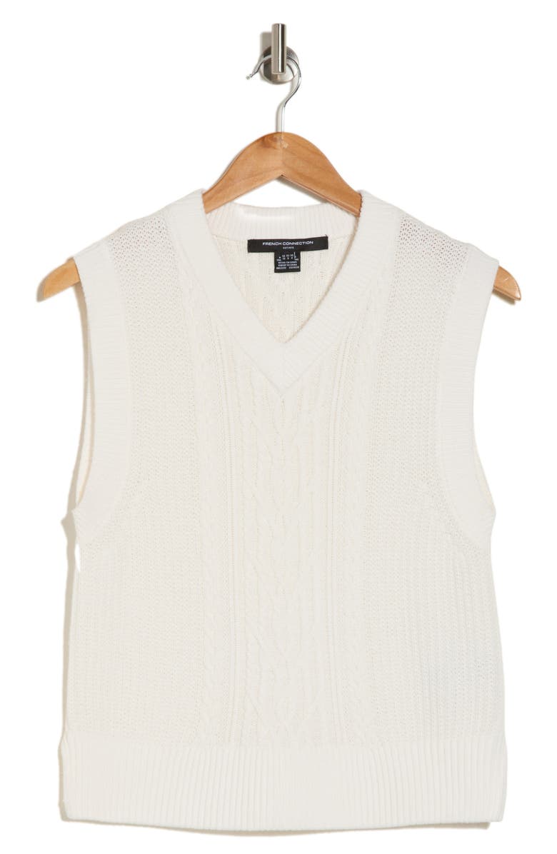 French Connection Mozart Cotton Cable Knit Sleeveless Top, Alternate, color,