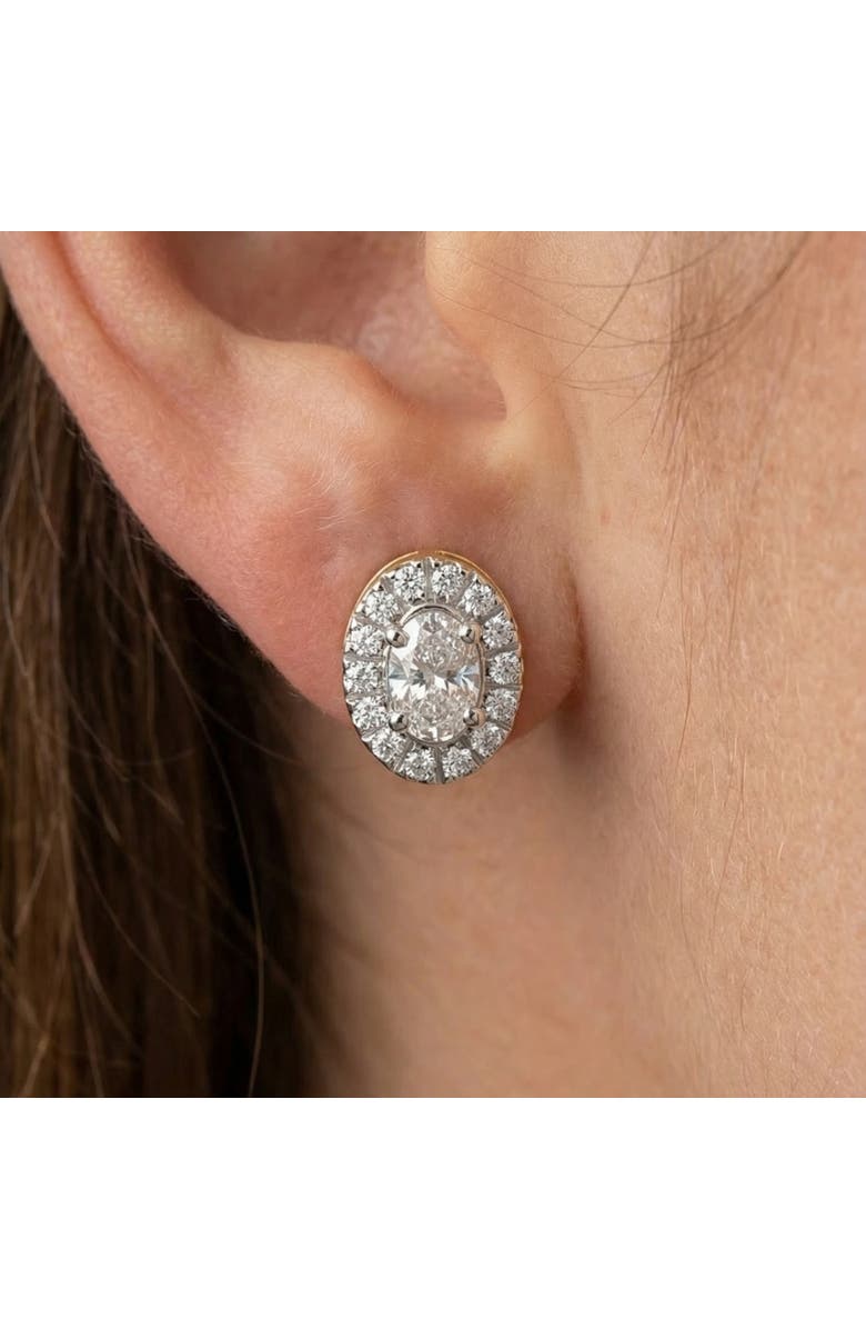 Bliss Diamond 3/4Ct Oval Diamond Halo Earrings in or Gold Lab Grown, Alternate, color, Yellow Gold