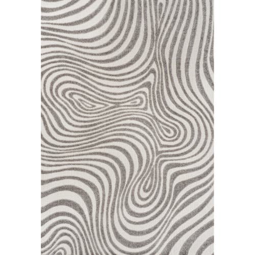 Jonathan Y Maribo High-low Abstract Groovy Striped Indoor/outdoor Area Rug In Gray/ivory