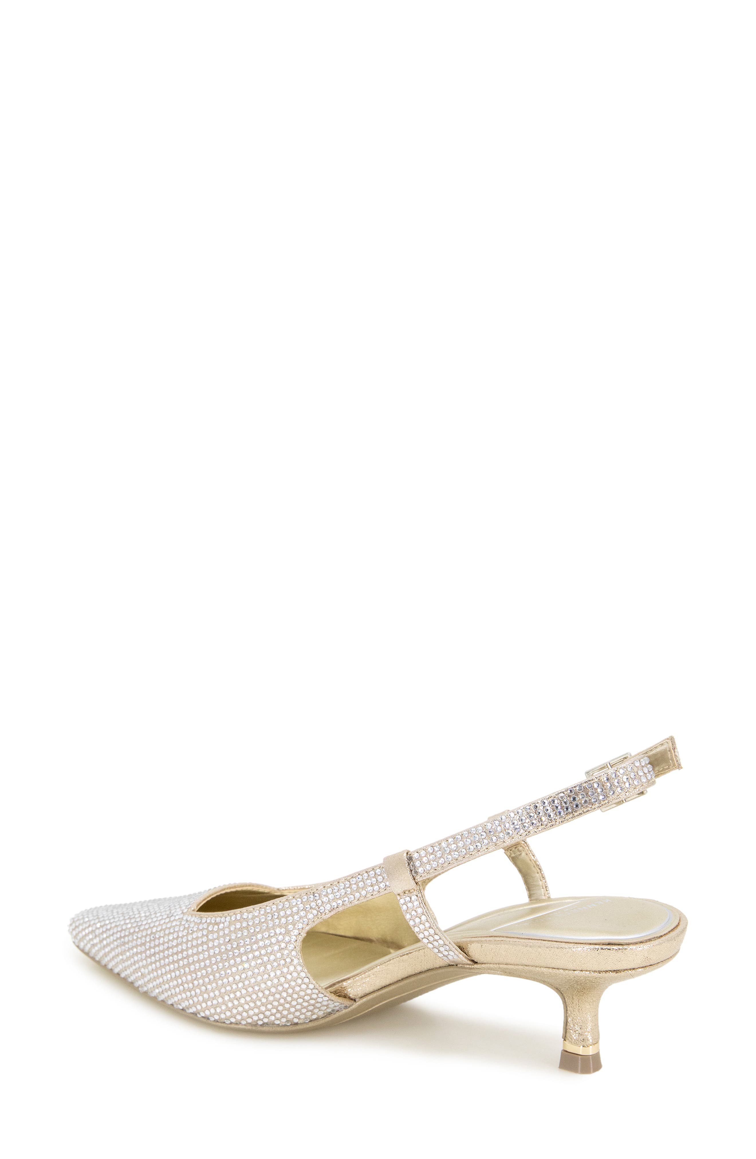 Kenneth Cole Martha Crystals Slingback Kitten Heel Pump, Alternate, color, Gold Fabric