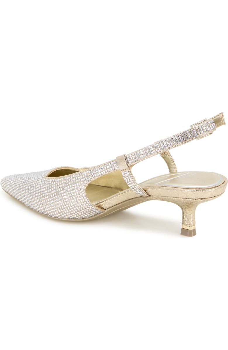 Kenneth Cole Martha Crystals Slingback Kitten Heel Pump, Alternate, color, Gold Fabric