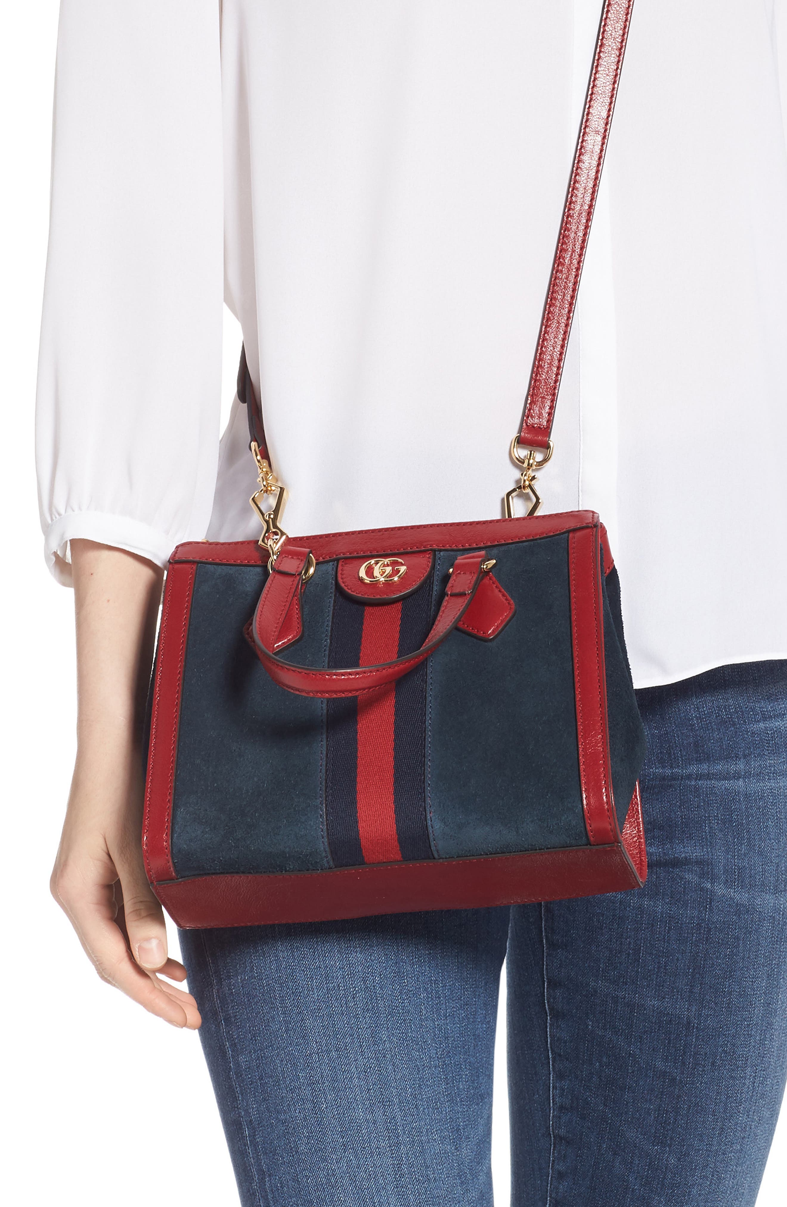 Gucci Ophidia Small Suede & Leather Convertible Tote Bag, Alternate, color, 