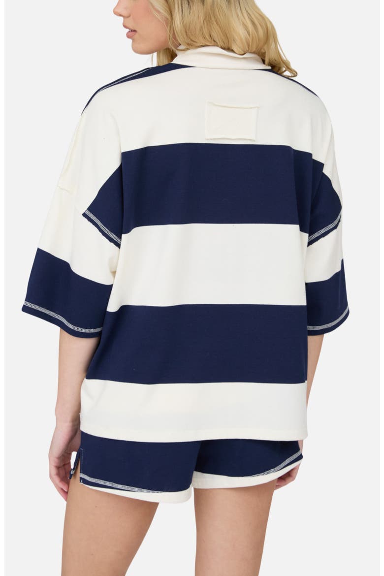 Stripe Half Zip Top & Shorts Set, Alternate, color, NAVY