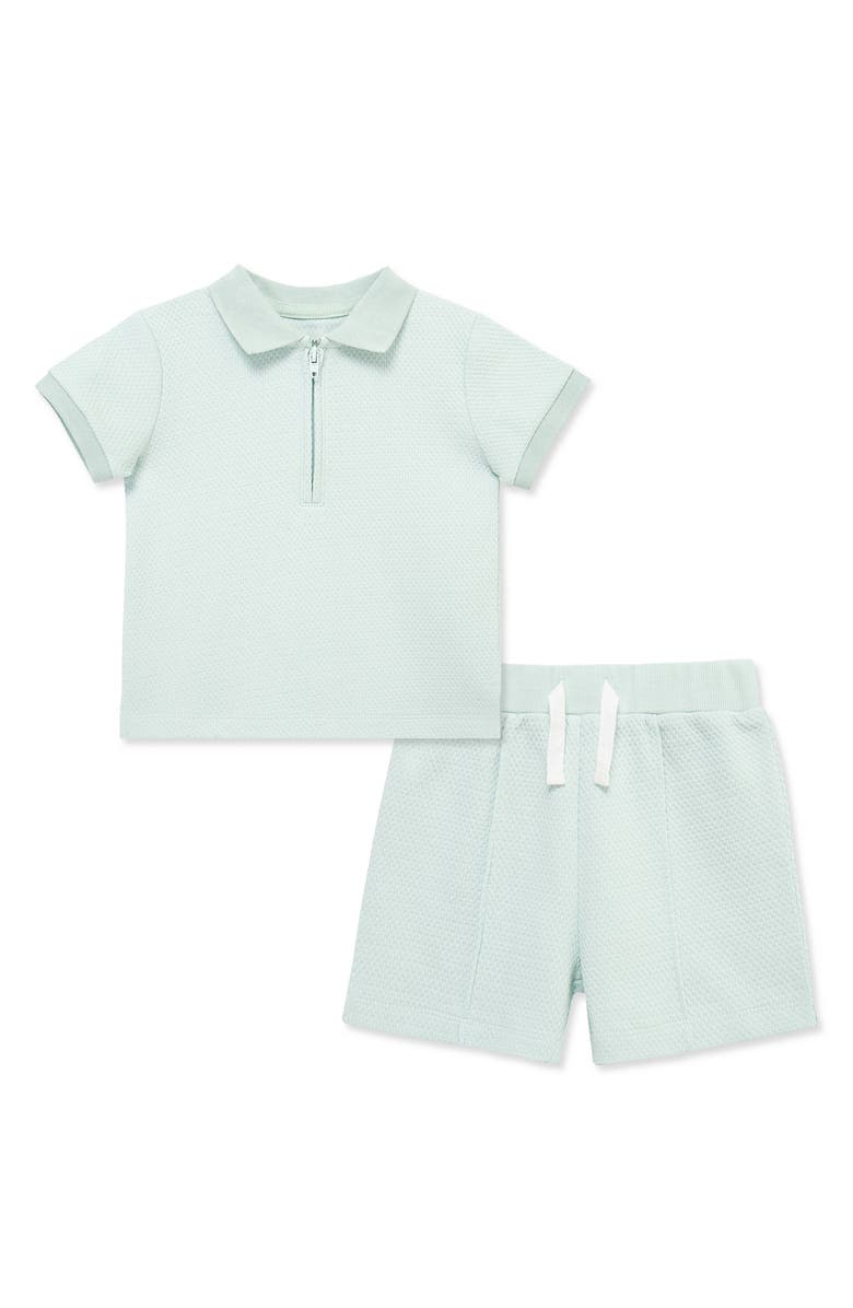 Little Me Organic Cotton Polo & Shorts Set, Main, color, Green