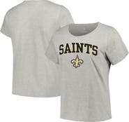 FANATICS Women's Fanatics Branded Heather Gray New Orleans Saints Plus Size Arch Over Logo T-Shirt
