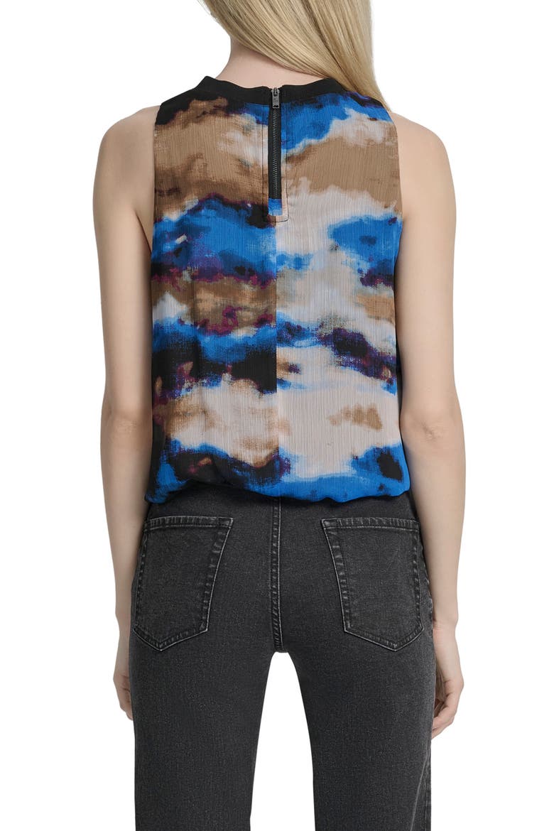 Print Sleeveless Chiffon Bubble Top, Alternate, color, CLOUDED INDIGO