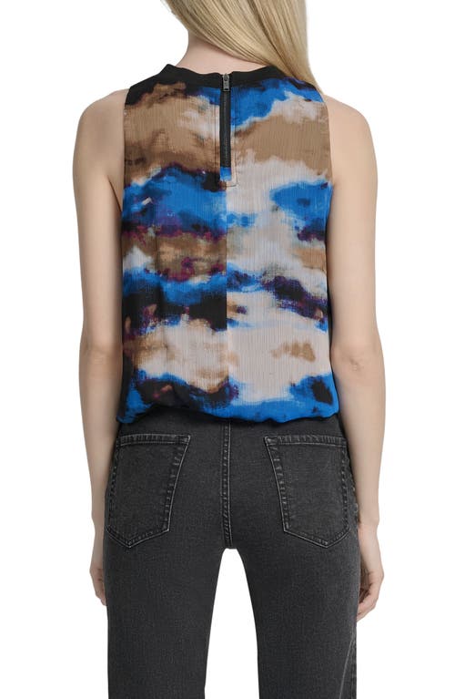 Dkny Print Sleeveless Chiffon Bubble Top In Blue