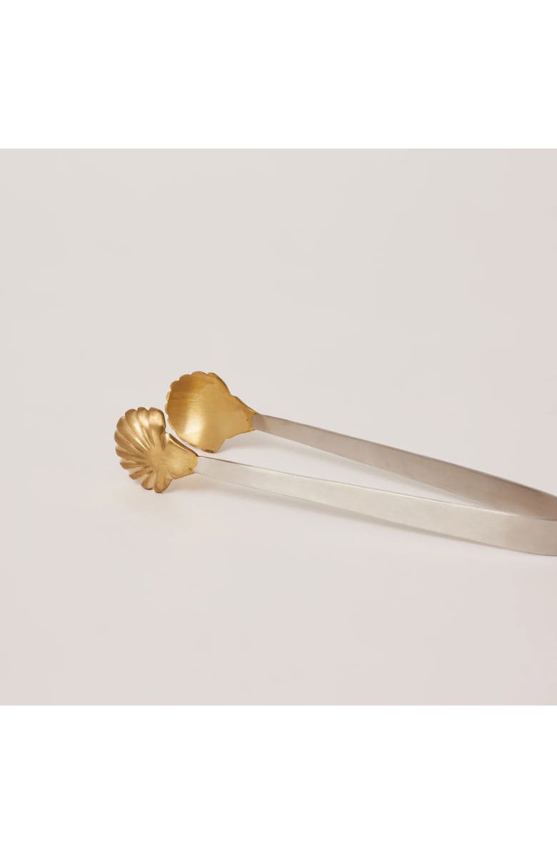 Fleck Seashell Tongs, Alternate, color, Brass