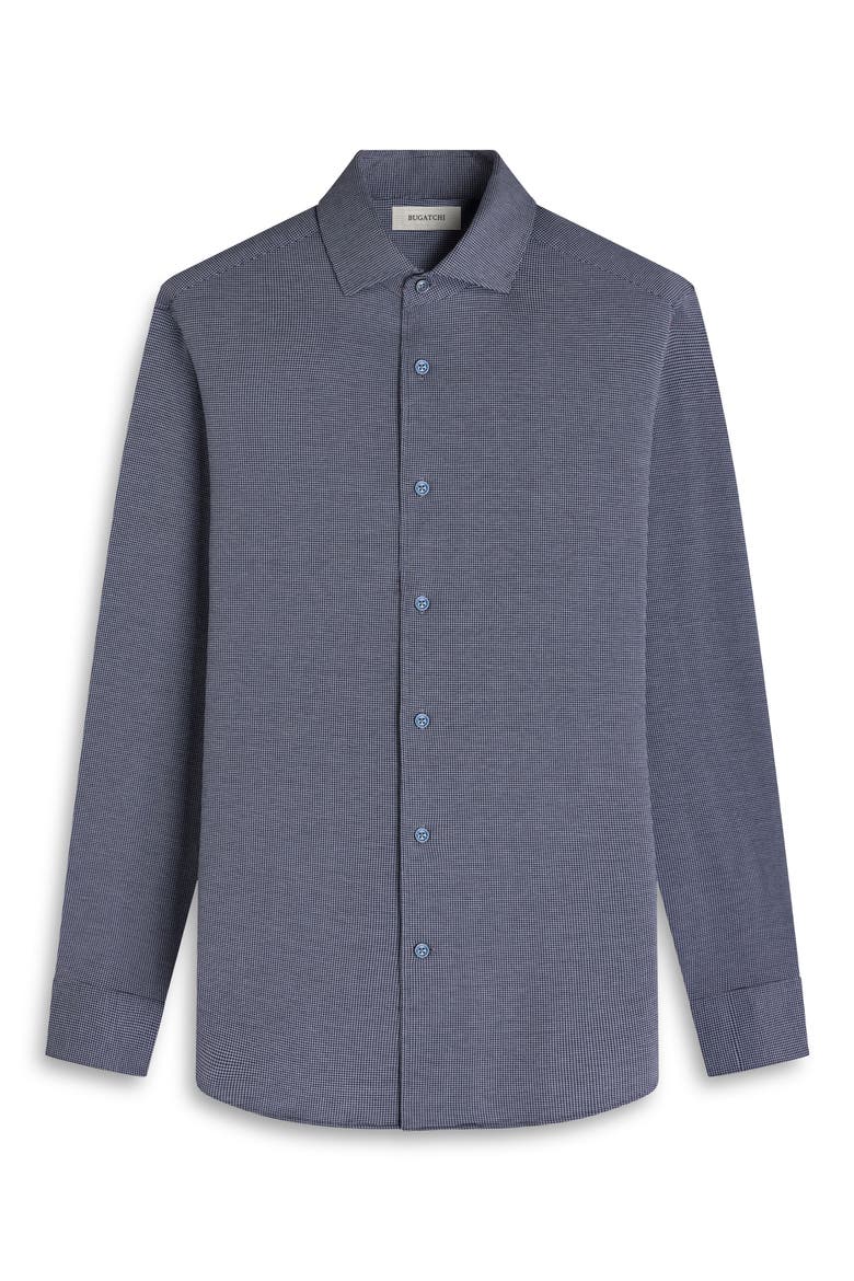 Devon OoohCotton® Houndstooth Button-Up Shirt, Alternate, color, NAVY