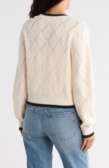 Ribbon Tie Front Pointelle Cardigan